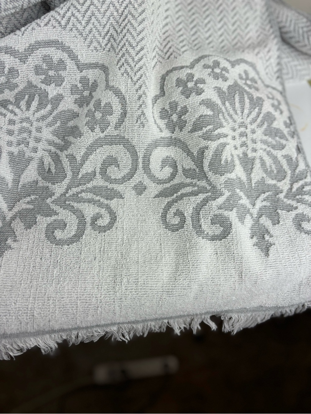 Common Thread Shower Curtain/Grey Medallion Raised Boarder Design-Cotton Towel